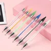 Tamax 1 pc Double-extrémité Nail Dotting Pen Cristal Perles Poignée Strass Goujons Picker Cire Crayon Manucure Glitter Poudre Nail Art Tools2021new