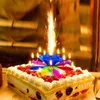 Innovative Party Cake Candle Musical Lotus Flower Rotating Happy Birthday Candle Light Party Gift DIY Cake Decoration