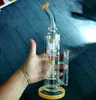 Gul Twisty Tjock Bägare Hookahs Bong Heady Dab Rigs Holografiska Vattenrör Rökning Bongs med 10 armar Perc 14 inches Factory Partihandel