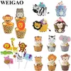 Weigao Lion Monkey Cake Toppers Jungle Birthday Theme Party Decor Decor Cupcake Wrapper Cupcake Decor per bambini Compleanno Festa Forniture Y200618