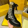 2022 Women Boots Knitted Stretch Martin Booties Black Leather Knight Short Boots Design Leather Casual Shoes Size35-40