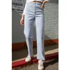 Pantalon droit à carreaux taille haute élastique pour femme 3 couleurs 201228