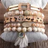 RH Fashion Boho Jewelry Accessory Stone Pärledarmband 5pc Stack Armband Bangle Set for Peace Bohemian smycken Gift278d