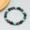 Handgemaakte 8mm Stone Beaded Strands Charm Armbanden voor Mannen Dames Party Club Decor Elastische Mode-sieraden