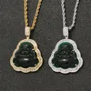 Hip Hop 18K Gold Plated Diamond Zircon Buddhism Necklace Gold Silver Plated Mens Bling Jewelry Gift315J