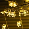 2 M 5m 10m Boże Narodzenie płatki śniegu LED String Bajki Light Party Wedding Garden Garland Decoration Bateria USB 220V Zasilany Y201020