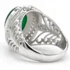 Män ringer med naturlig grön agatsten 925 Sterling Silver Vintage Hollow Design Turkiska eleganta smycken Gifr för manliga kvinnor204p