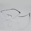 Occhiali da lettura senza cerchio antiblue uomini da donna rotonda in lega di titanio in lega prescrizione occhiali da occhio Presbyopia 1502002501995805