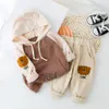 Garoto menino menina casual roupas encapuçado para menino menina conjunto de roupas de bebê novo conjunto de garotos primavera outono roupas 1 2 3 4 anos lj200916