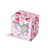 12 sztuk / zestaw Valentines Day Gift Wrap Box Valentines Party Goodie Pudełka z oknem w kształcie serca PVC różowy czerwony