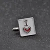 Enamel i love you cufflinks lovers Business suit Shirt cuff links button women men's fashion jewelry Valentine's Day gift will and sandy