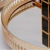 Золотой железный лоток для хранения ювелирных изделий, стеклянное зеркало, менеджер по макияжу, настольный косметический десертный декоративный поднос C01163813077