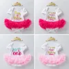 Детская дизайнерская одежда для девочек 1-й 2-й день рождения Торт Smash Наряды Комплекты одежды для младенцев Ползунки Юбка-пачка Повязка на голову Костюмы для новорожденных9142675