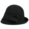Pompom Cap Pure Wool Bowknot Fellow Bowler Ladies Moda Mulher Winter Color Solid Hat Dome1