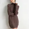 긴 스웨터 드레스 여성 터틀넥 가을 두꺼운 풀 오버 니트 겨울 점퍼 캐시미어 메리노 울 특대 스웨터 201006