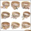 Bracelets de charme j￳ias 3 coloridas/lot bangle de el￡stico para mulheres ￡rvore de cristal de vida coruja key bloqueio de bloqueio NOTA DAVAGEM DE BORBATEFLETA DRIA 20