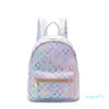 Moda e colorido mochila mochilas mulheres pvc couro impresso schoolbag