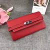 Espom Long Wallet Holders de carte en cuir entièrement sacs porte-greffe Cowskin véritablement en cuir pour Lady Woman 238b