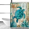 Rideau de douche Miracille Turtle Rideaux de bain imperméables avec 12 crochets Rideau en tissu polyester pour salle de bain Style marin 201030