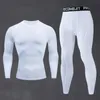 Running Sets 2021 Pak heren fitness jogging leggings lange mouw t-shirt broek sportkleding mannelijke dagelijkse sportkleding