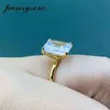 Pansysen White Yellow Rose Gold Color Luxury 8x10mm Emerald Cut AAA Zircon Rings for Women 100% 925 Sterling Silver Fine Jewelry 2265Q