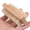 Wooden Natural Boar Bristle Brush Double Sided Nail Brush SPA Manual Cleaning Massage Brushes