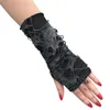 Sexiga gotiska svarta fingerlösa långa handskar halloween tiggare hål punk mörk cosplay1
