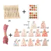 Packing Bags Stamping Pattern Christmas Gift Bag Set Deer Santa Claus Linen Drawstring Pocket Cute Candy Bag1