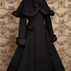 Manteau Lolita Manteau d'hiver long pour femme avec poignets en fourrure et veste de cape, plus la taille sur mesure 201102