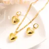 Ltalian 18 k Fine Gold GF Figaro Link Chain Necklace Earring Pendant Set Dubai love heart crown Jewelry Sets bridal party charms