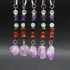 Keychains 7 Chakra Keychain Amethysts Quartz Keyring Silvertone Healing Stone Car Key Chain Ring Women Gift