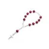 Classico braccialetto con croce di rosario di perle per donna, uomo, gioielli, perline di preghiera da 8 mm, braccialetto, braccialetti religiosi cattolici, regalo di nozze