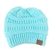 Women Ponytail Caps Knitted Beanie Fashion Girls Winter Warm Hat Back Hole Pony Tail Autumn Casual Beanies Big Kids Hat