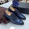 Buty Sukienka Nowy Prawdziwej Skóry Męskie Ręcznie robione Biuro Biznes Ślub Błękitny Czarny Luksusowy Lace Up Formalne Oxfords Męskie 220223