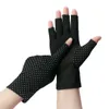 Cinq doigts gants été court sans doigts anti-dérapant cyclisme crème solaire gant femmes coton point arc mince respirant écran tactile UV conduite M