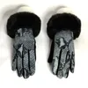 Fashion Winter Winter Warm suede touchscreen Globe vrouwelijke faux rabit bont slangpatroon plus fluwelen dikke rijhandschoenen