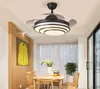 American Industrial Wind Art Famille Dépenses Salon Led Ventilateur De Plafond Lumière De Haute Qualité Acrylique Invisible Ventilateur Muet Lampe