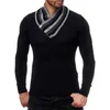 Suéteres tejidos con diamantes para hombre, ropa de tendencia a la moda, jersey de cuello alto de manga larga, suéter informal de otoño para hombre, Tops ajustados