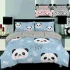 Zeimon Dessin animé Panda 3D Literie Ensemble de couverture de couette d'animaux imprimé Jeu Twin Queen King Size Couvre-lit pour fille Enfants Cadeaux LJ201127