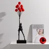 Luxuriöse Ballon-Mädchen-Statuen, Banksy, fliegende Luftballons, Mädchen-Kunstskulptur, Kunstharz, Heimdekoration, Weihnachtsgeschenk, 57 cm, 220211