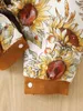 Baby Sunflower Print Ruffle Trim Jumpsuit SHE