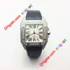 2021 fashion 100-XL Men Square Watches 40mm diamond watch leather strap automatic movement iced out mens watche251z