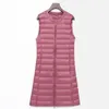 Gilet lungo senza maniche ultraleggero invernale senza maniche O-collo Gilet bianco piumino d'anatra caldo per donna Cappotto coreano con cerniera autunno femminile 201023