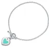 1 1 Sterling Silver 925 Classic Exclusive Blue Emamel Heart Shaped Ladies Armband 200925