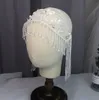 Nouveau bandeau de mariée en cristal avec pompon, fait à la main, paillettes blanches, accessoires pour cheveux perlés, bon marché, Stock, livraison gratuite