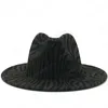 Chapeaux Fedora de Jazz en feutre de laine à bord plat, unisexe, Simple, motif zèbre, bande en cuir, décor, Trilby Panama, chapeaux formels, vente en gros