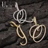 Uwin lettres cursives nom collier pendentif breloque zircon cubique complet glacé pour hommes HipHop bijoux cadeau 20092897060603654121