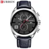 Men Watches Top Brand CURREN Luxury Leather Strap Sport Quartz Chronograph Military Watch Men Clock Waterproof Relogio Masculino