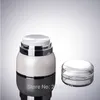 10 stks / partij 50 ml 100 ml 30g 50g wit elegante lege airless crème pot, diy petg plastic hoge kwaliteit emulsie fles, make-up tool