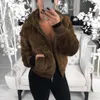 Faux Fur Coat Kvinnors Vinter Teddy Casual Jacka Vinter Varma Outwear Ladies Coats Overcoat Pocket Outwear Manteau Forure Femme 201019